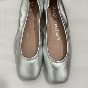 Stuart Weitzman Metallic Silver Flats